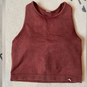 JoyLab Mesh Back Cropped Fit Tank Sports Bra, Small, BROWN